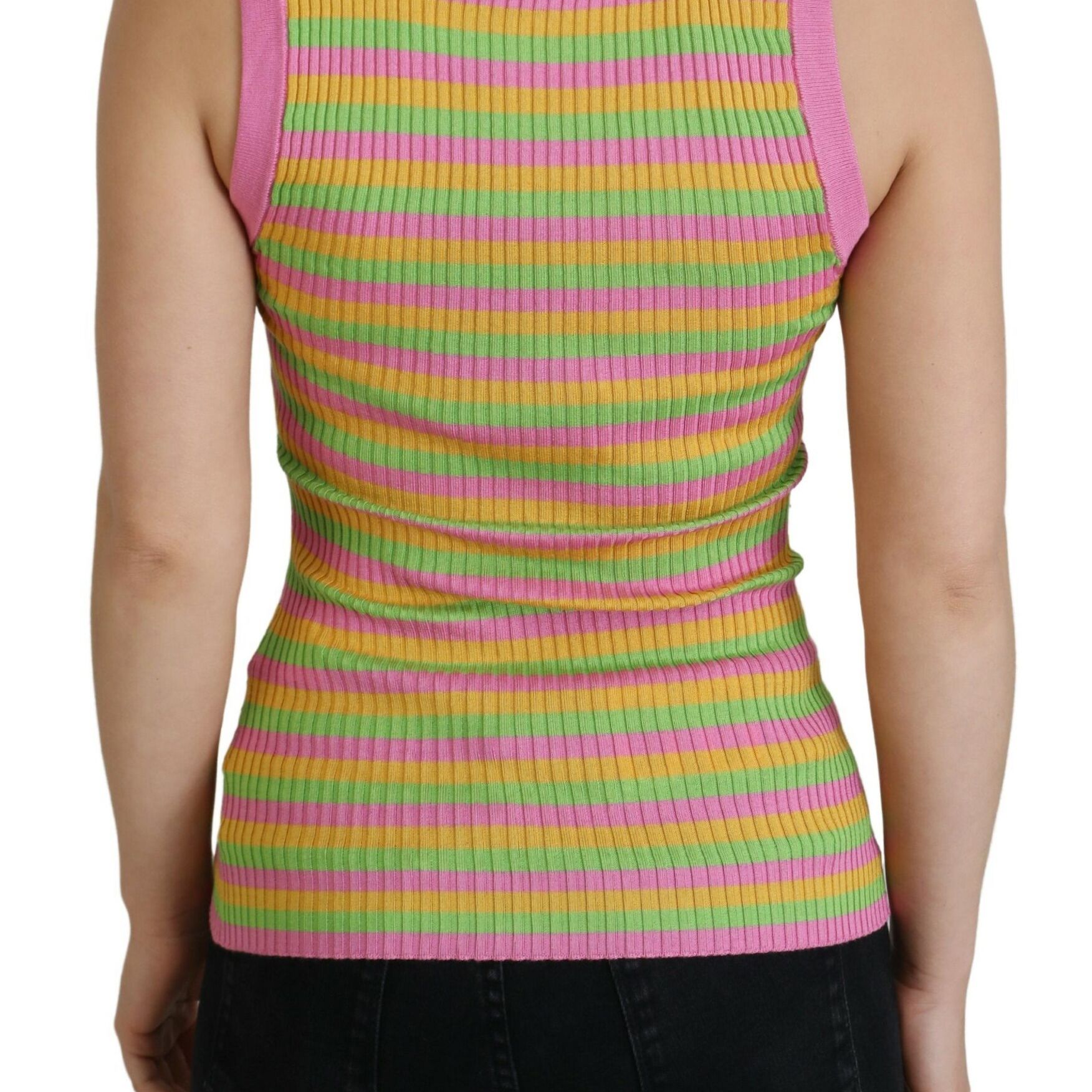 Dolce & Gabbana Multicolor Silk Vest Pullover Tank Top