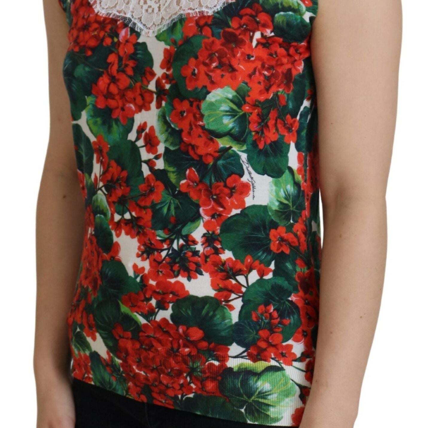 Dolce & Gabbana White Floral Wool Lace Vest Tank Top