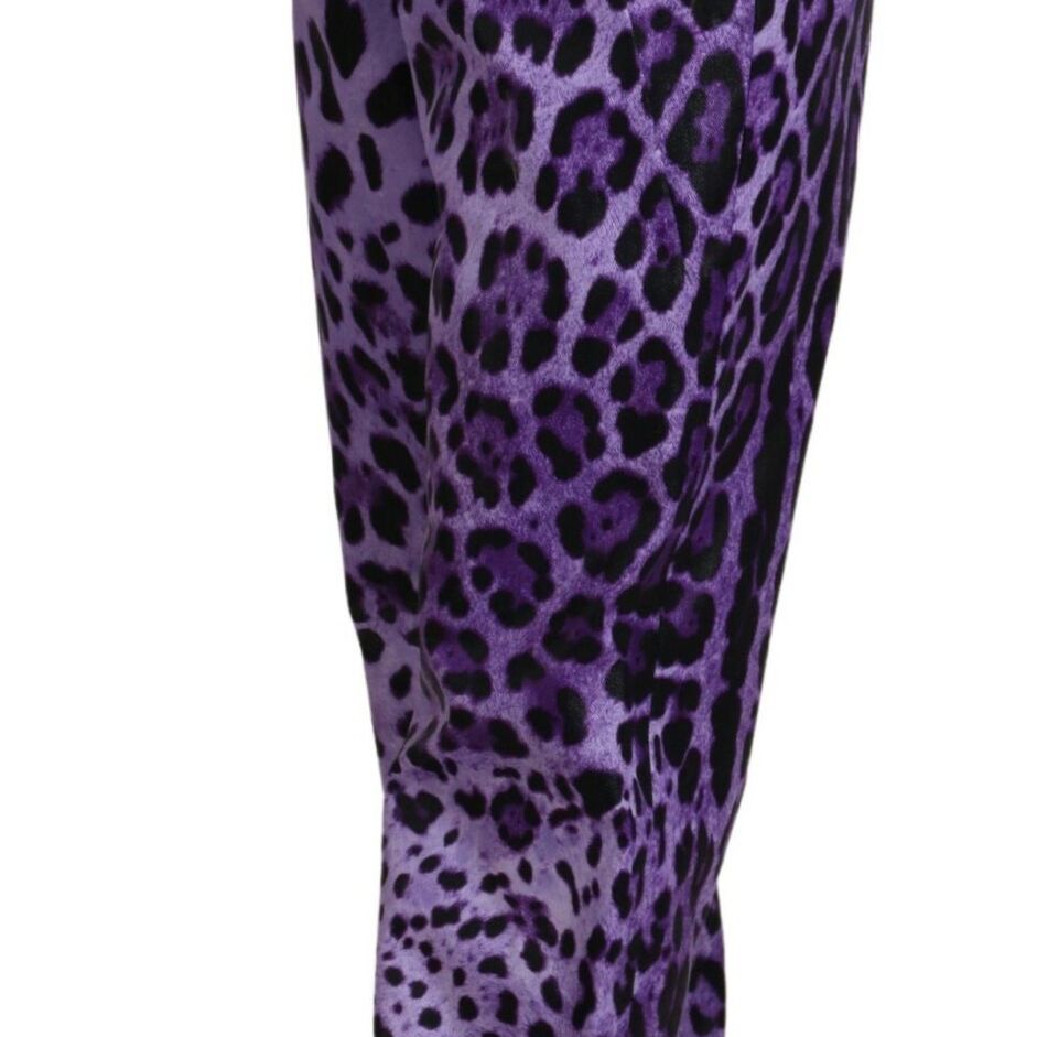 Dolce & Gabbana Purple Leopard Print High Waist Pants