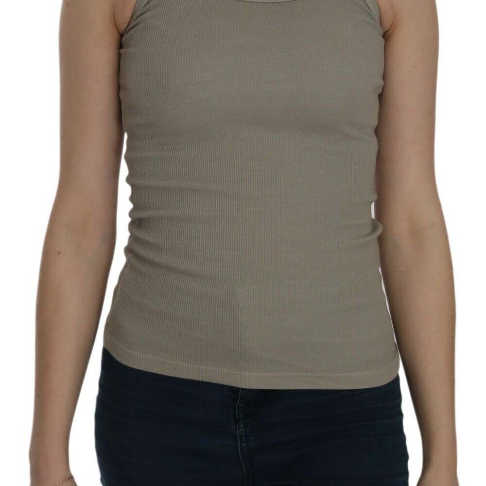 PINK MEMORIES Beige Sleeveless Spaghetti Strap Tank Blouse