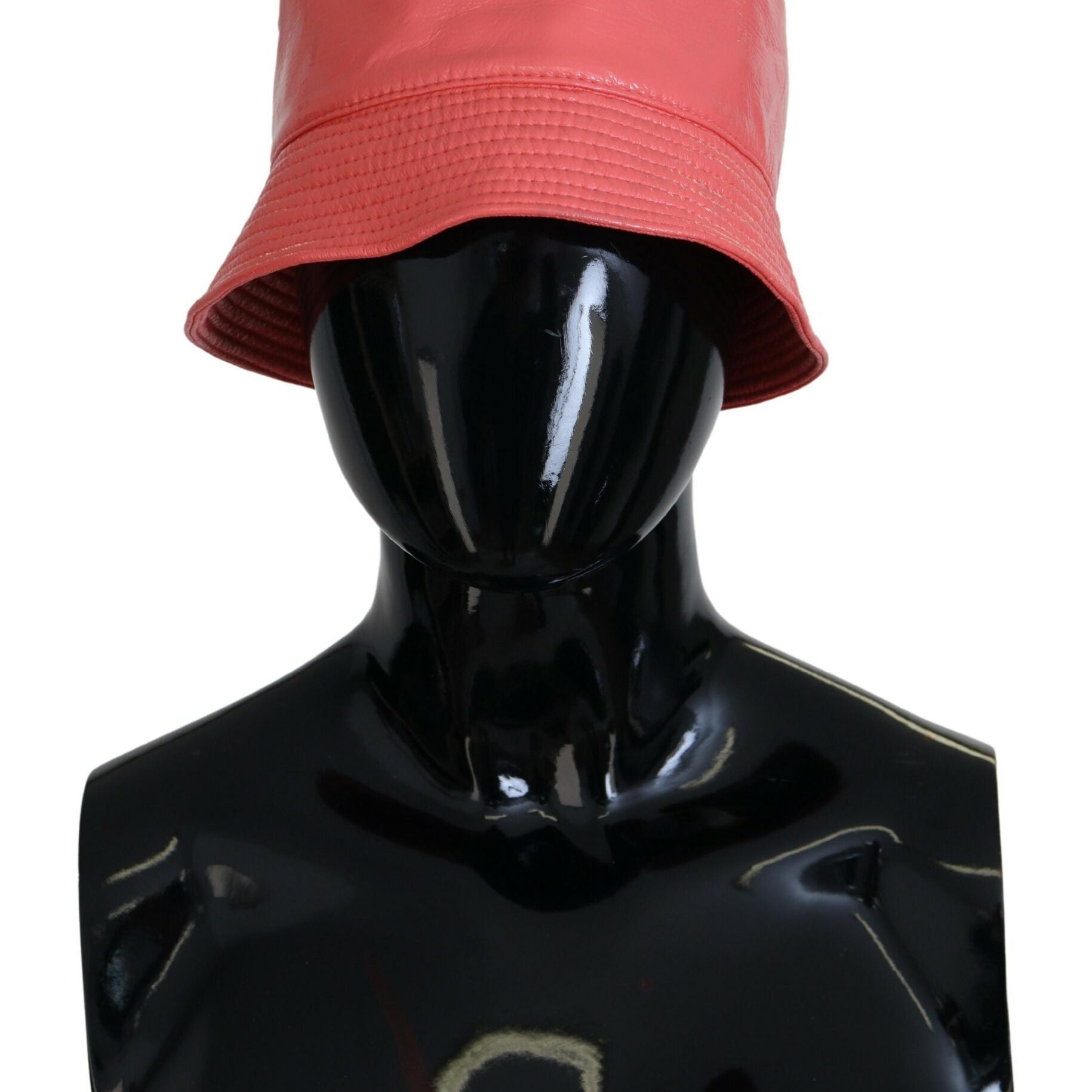 Dolce & Gabbana Peach Quilted Faux Leather Women Bucket Cap Hat