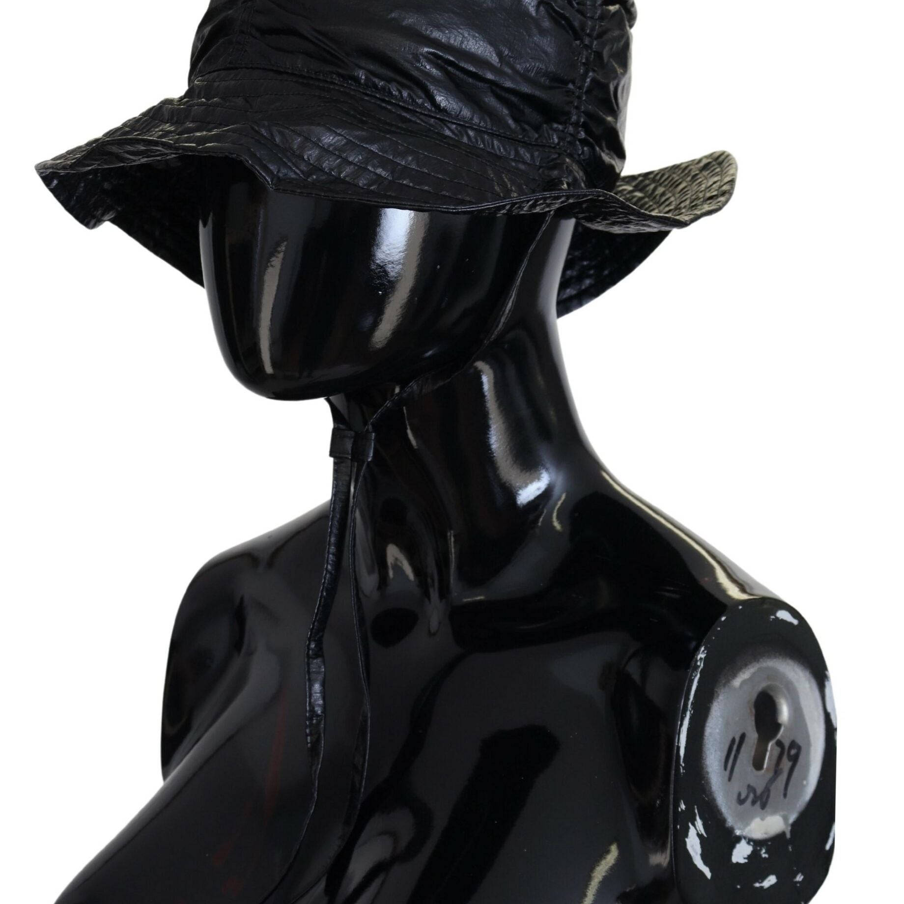 Dolce & Gabbana Black Quilted Faux Leather Women Bucket Cap Hat