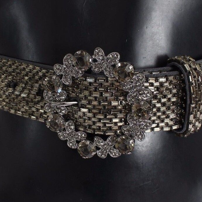 Dolce & Gabbana Multicolor Wide Crystal Buckle Sequined Belt