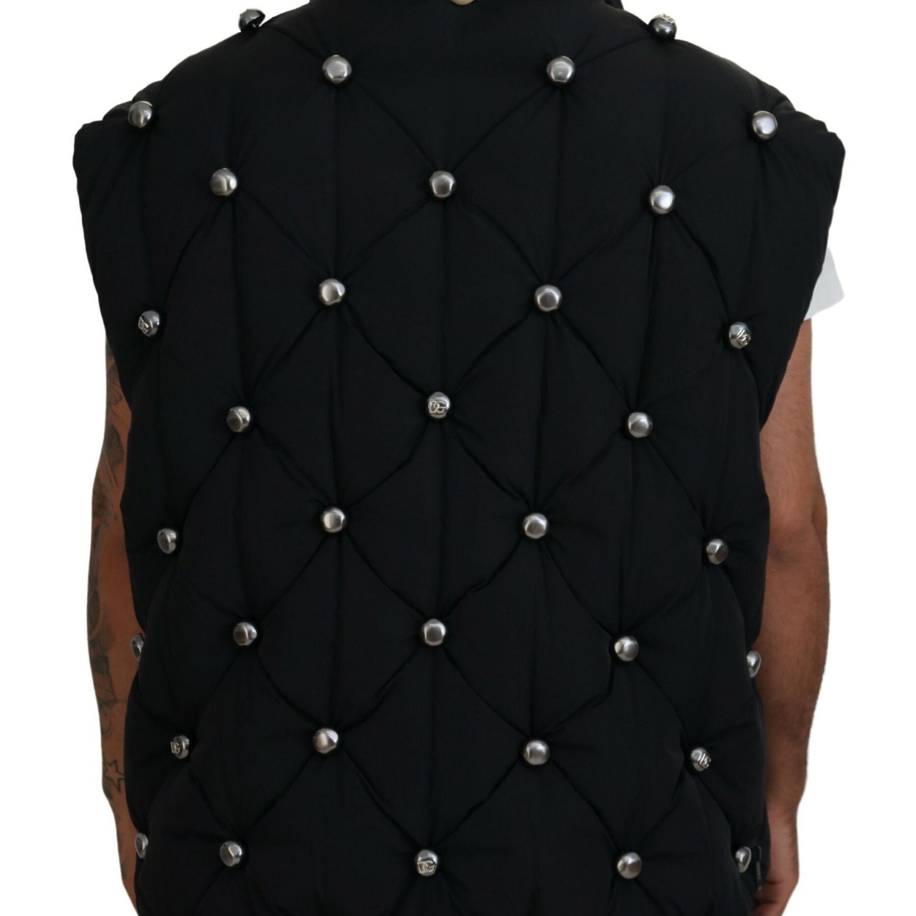 Dolce & Gabbana Black Sleeveless DG Metal Embellishment Jacket