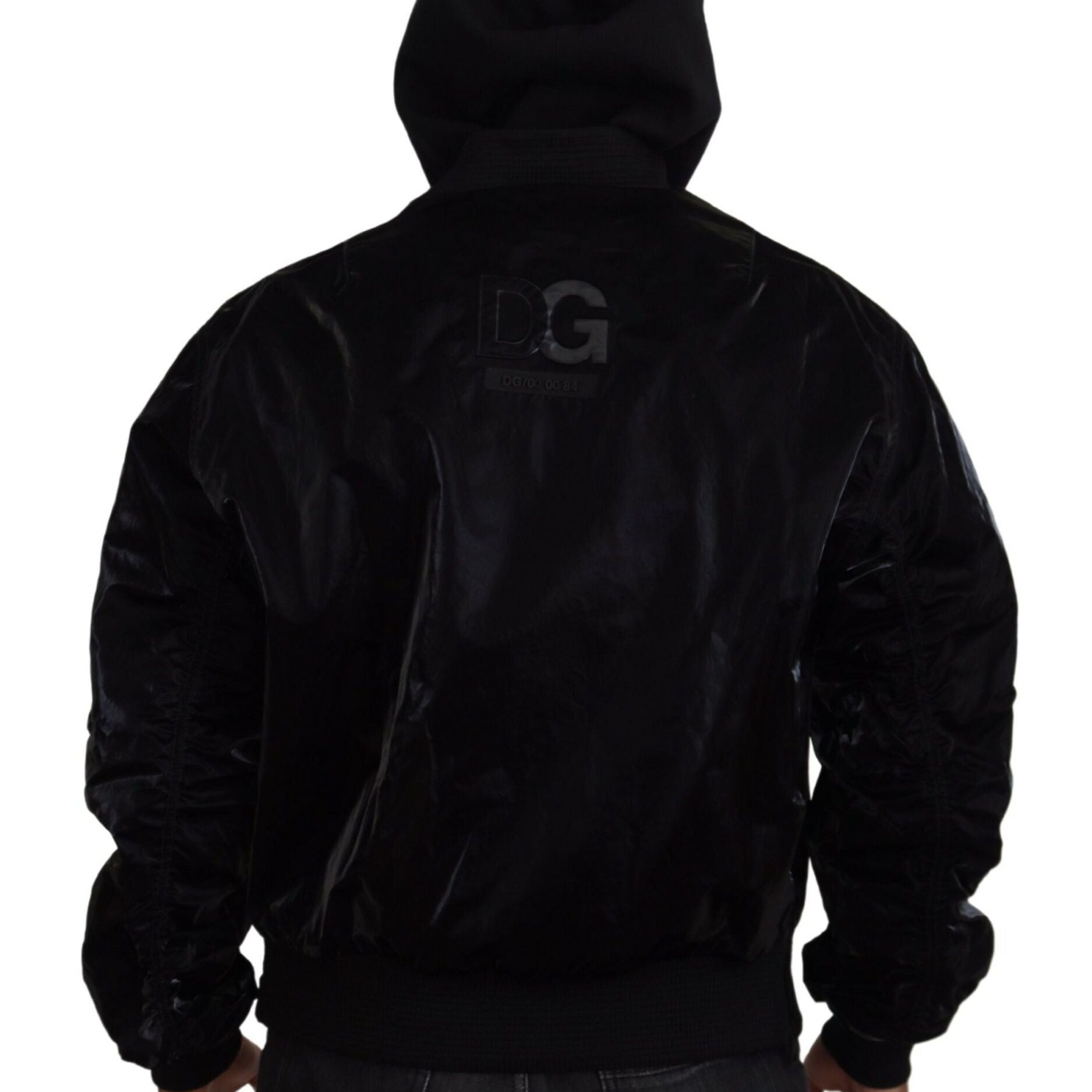 Dolce & Gabbana Black Nylon Hooded Full Zip Bomber Jacket