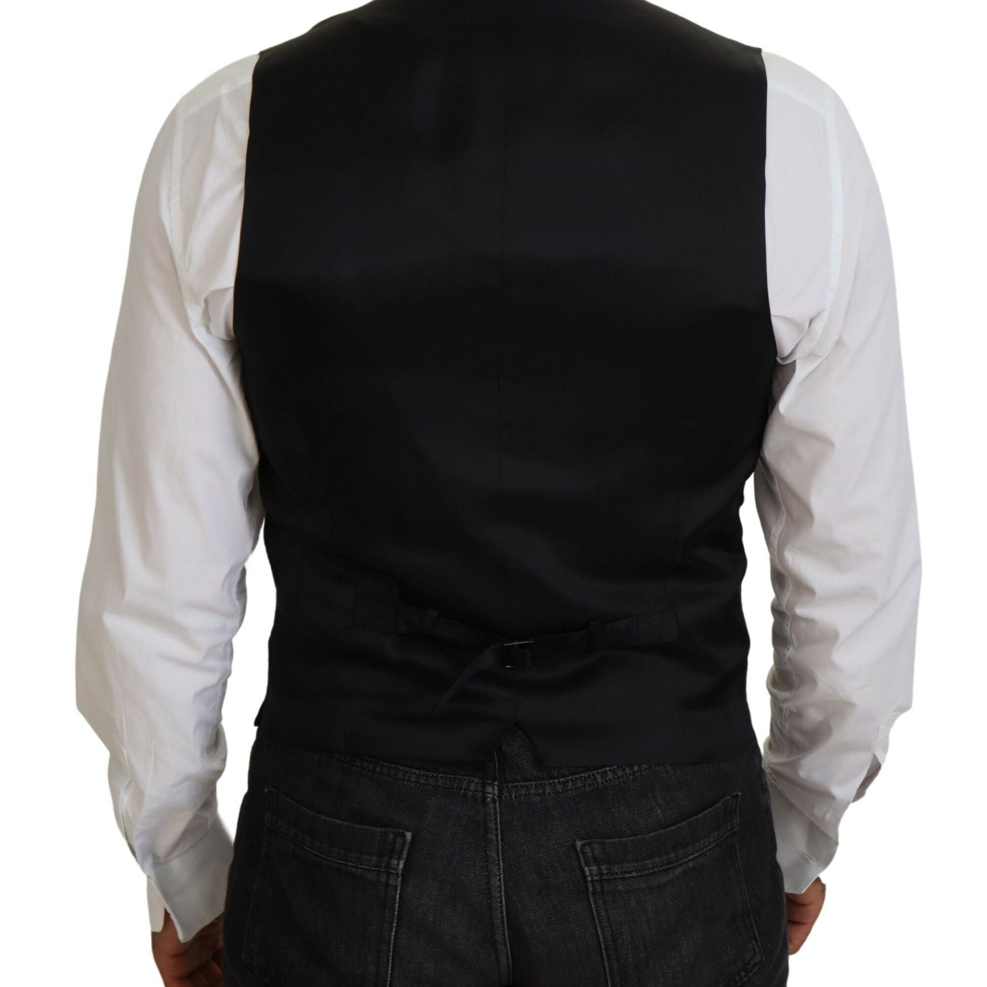 Dolce & Gabbana Black Virgin Wool Waistcoat Formal Vest