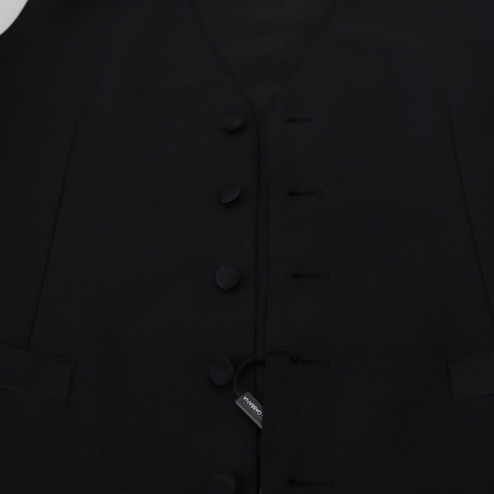 Dolce & Gabbana Black Virgin Wool Waistcoat Formal Vest