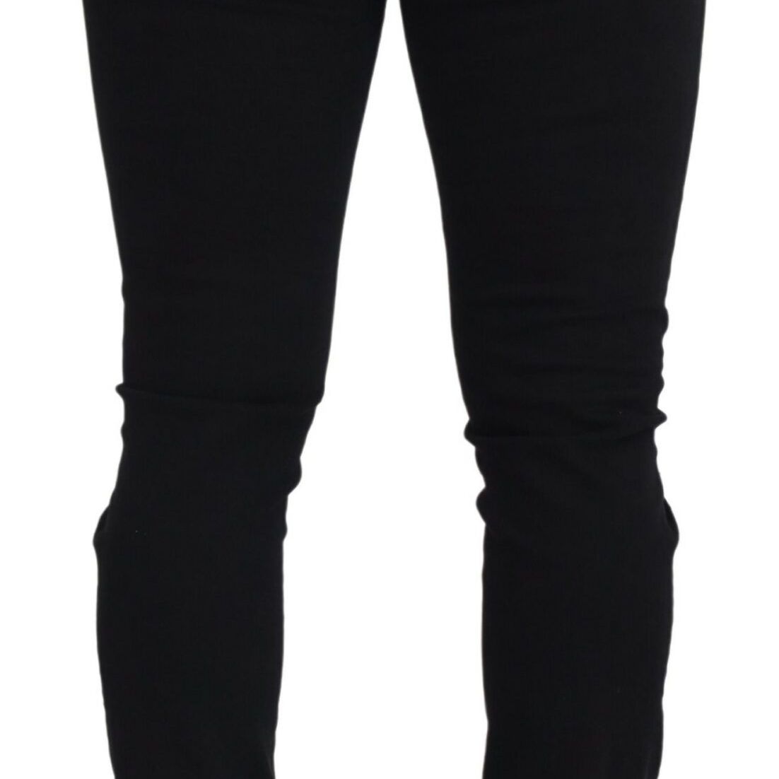 Dolce & Gabbana Black Slim Fit Tattered Denim Cotton Jeans