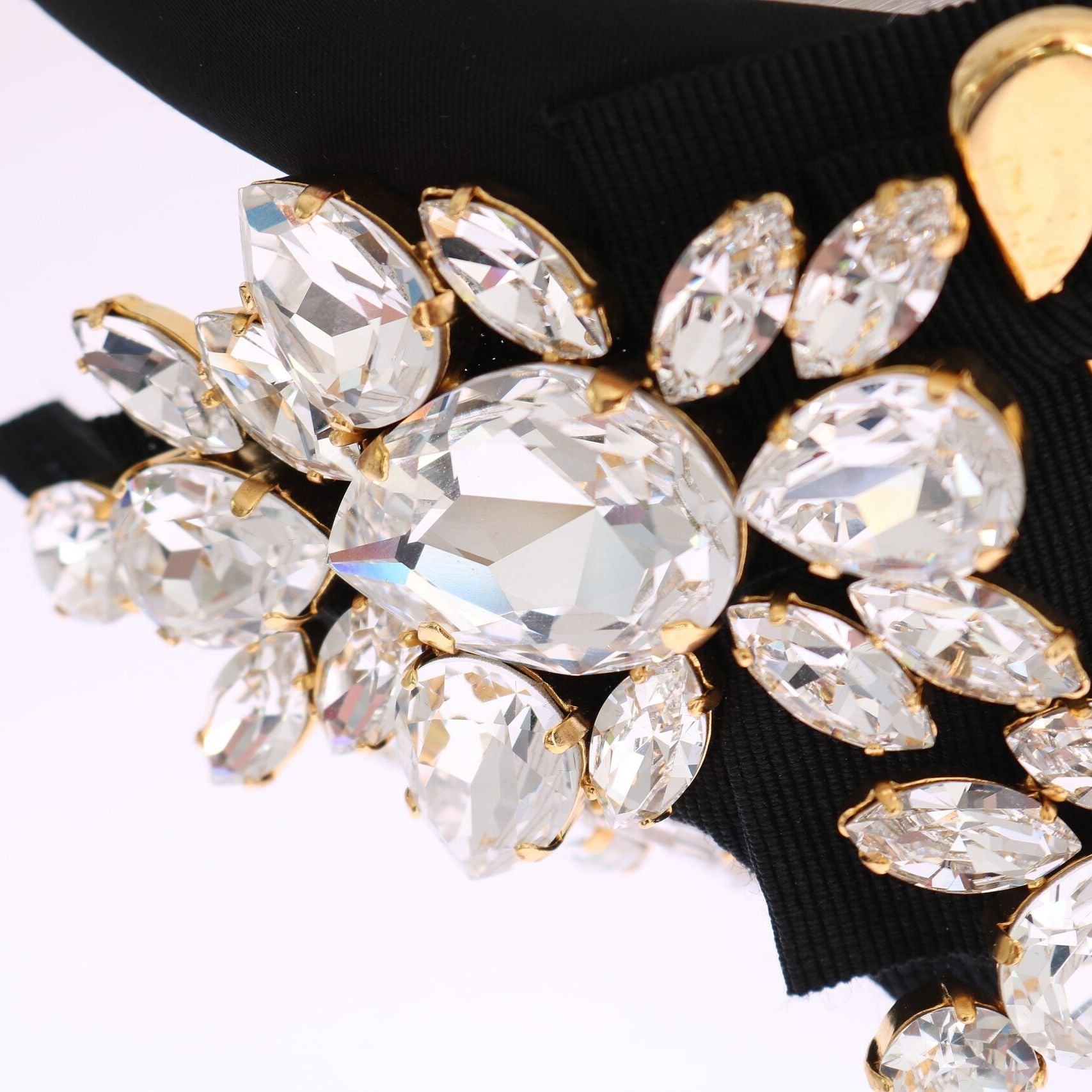 Dolce & Gabbana Black Crystal White Hair Parrucchiera Headband Diadem