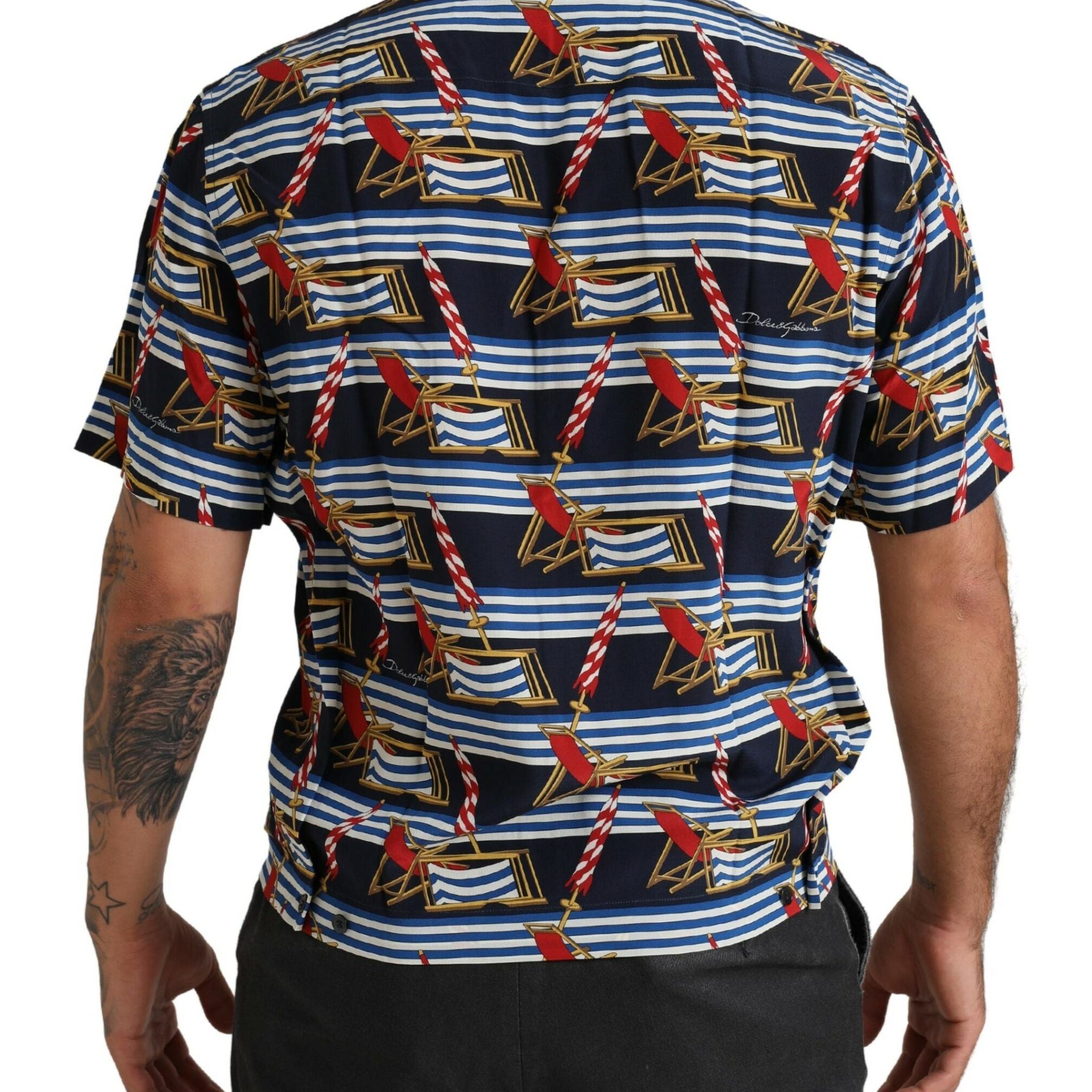 Dolce & Gabbana Multicolor Beach Chair Short Sleeves Shirt