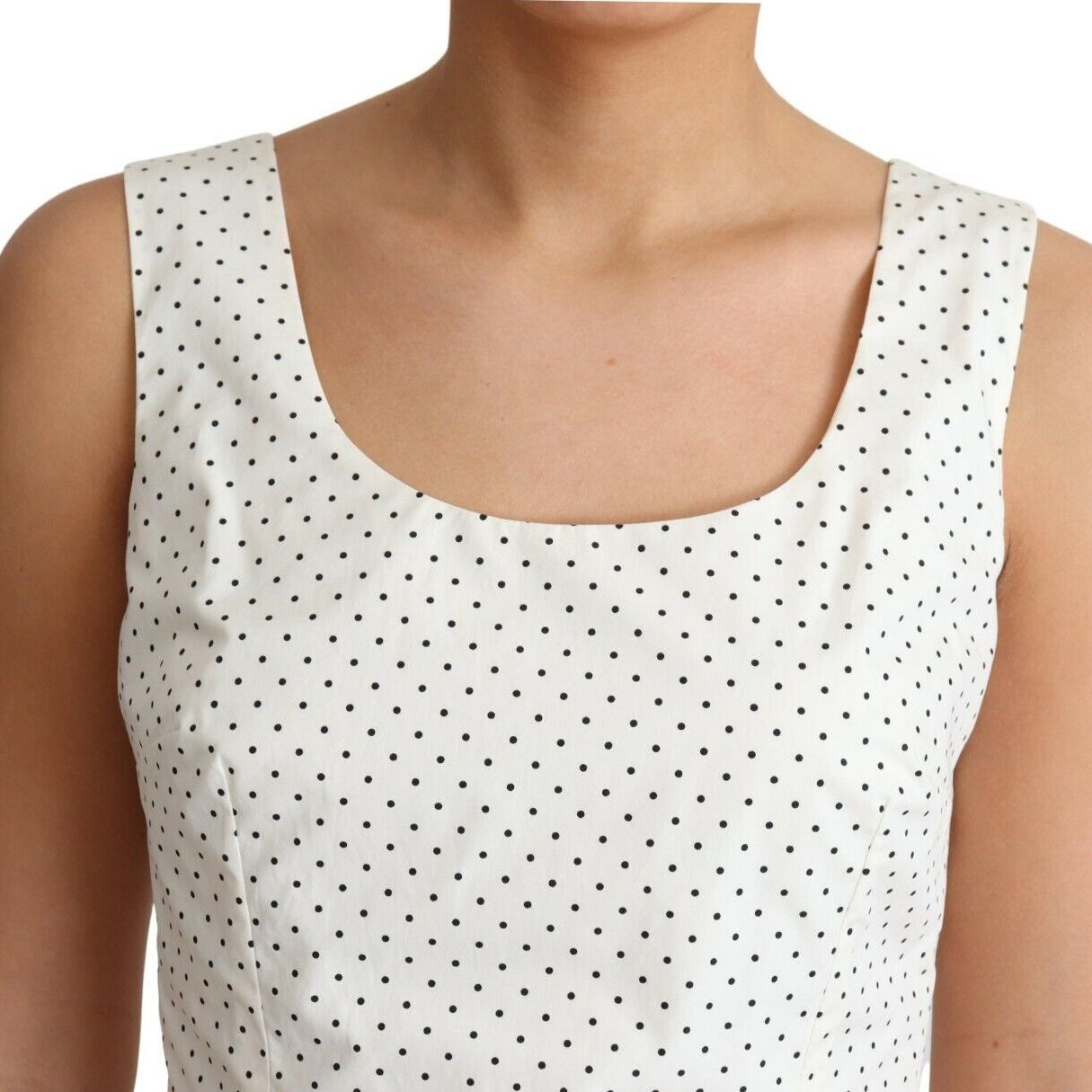 Dolce & Gabbana White Polka Dotted Cotton A-Line Dress