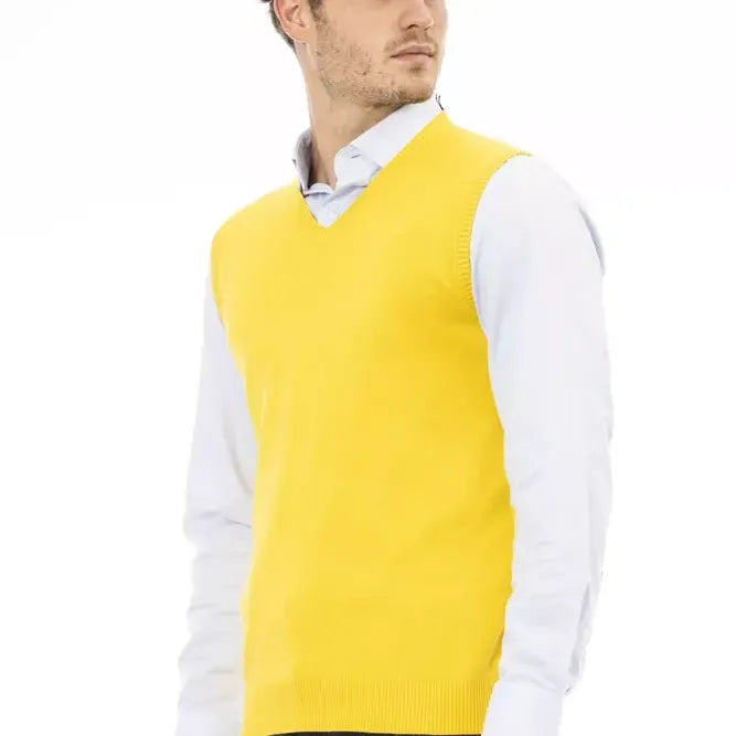 Alpha Studio Yellow Viscose Men Jacket