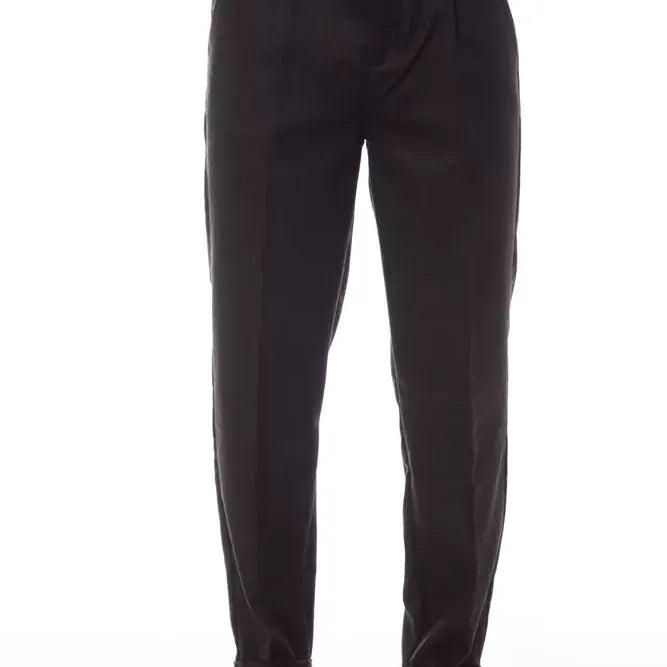 Alpha Studio Brown Wool Men Pant