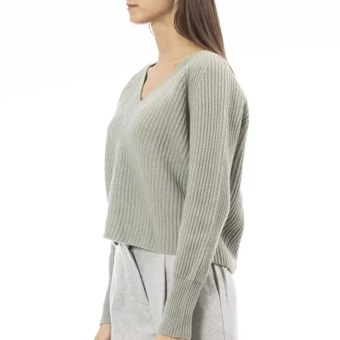 Alpha Studio Green Wool Women Sweater