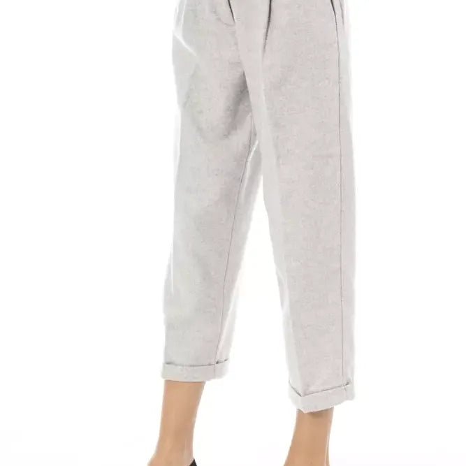 Alpha Studio Gray Wool Women Trouser