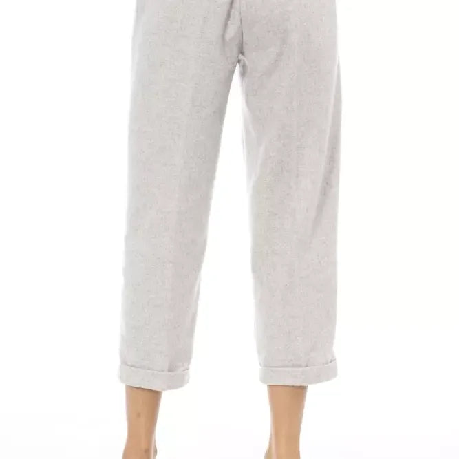 Alpha Studio Gray Wool Women Trouser