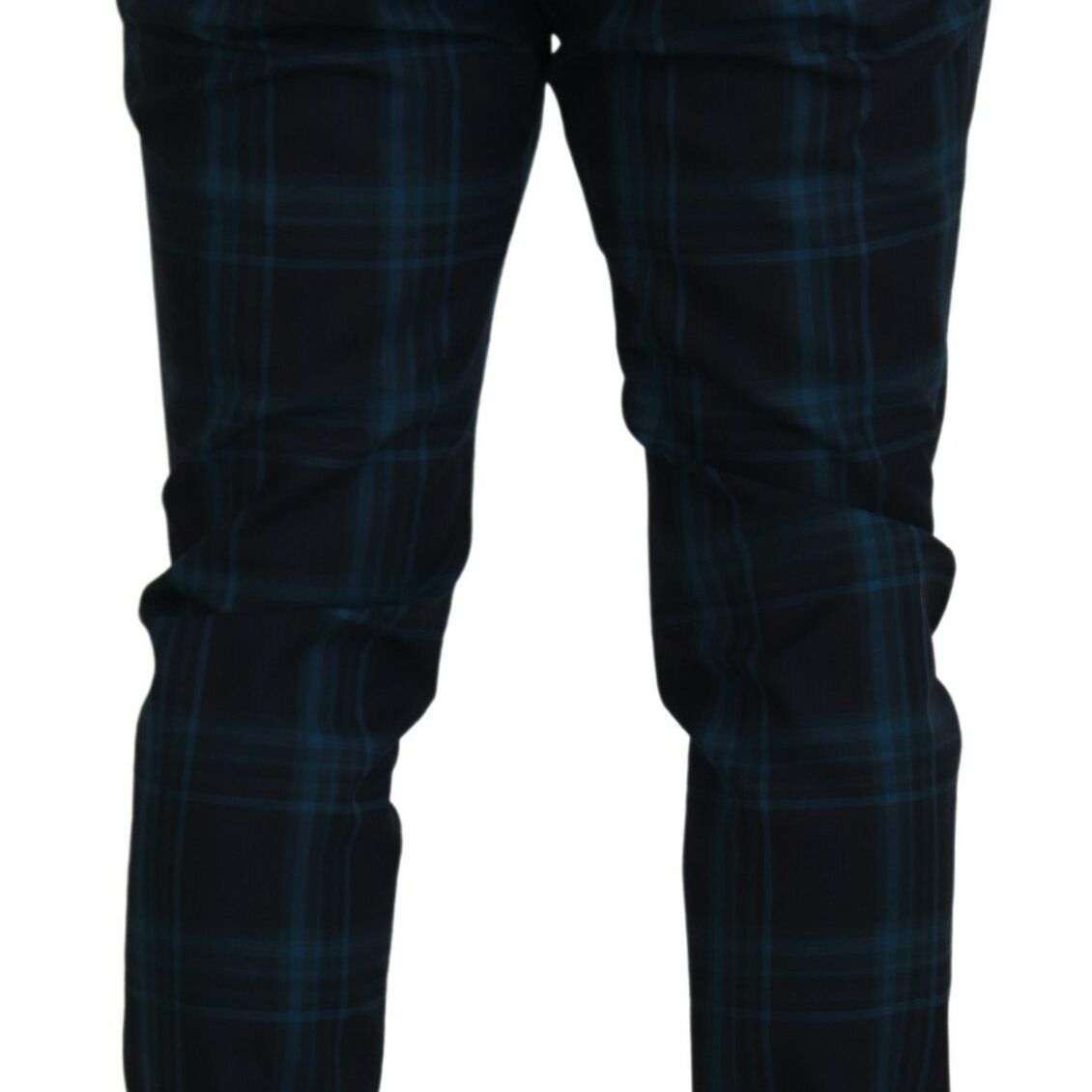 Dolce & Gabbana Blue Purple Plaid Wool Trousers Pants