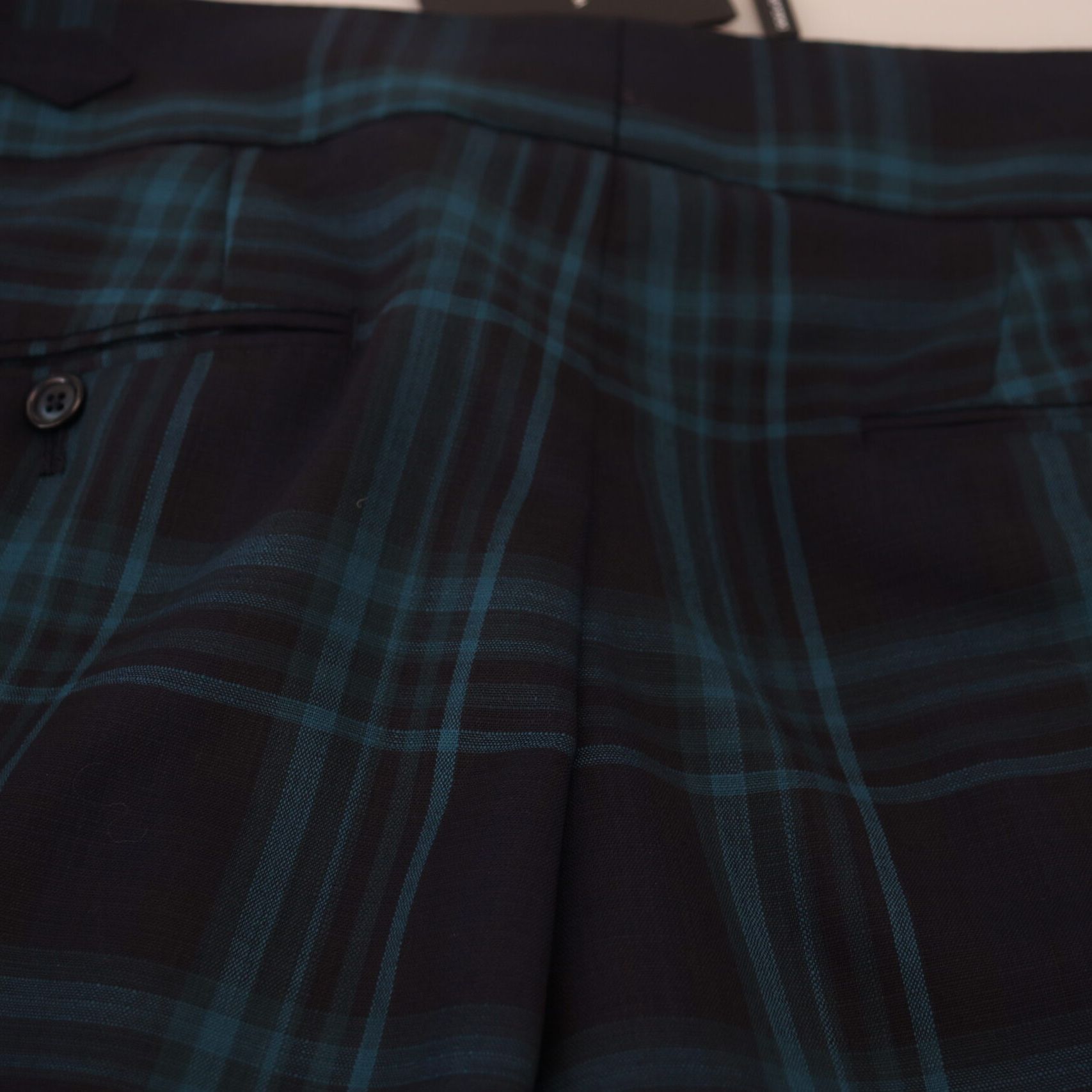 Dolce & Gabbana Blue Purple Plaid Wool Trousers Pants