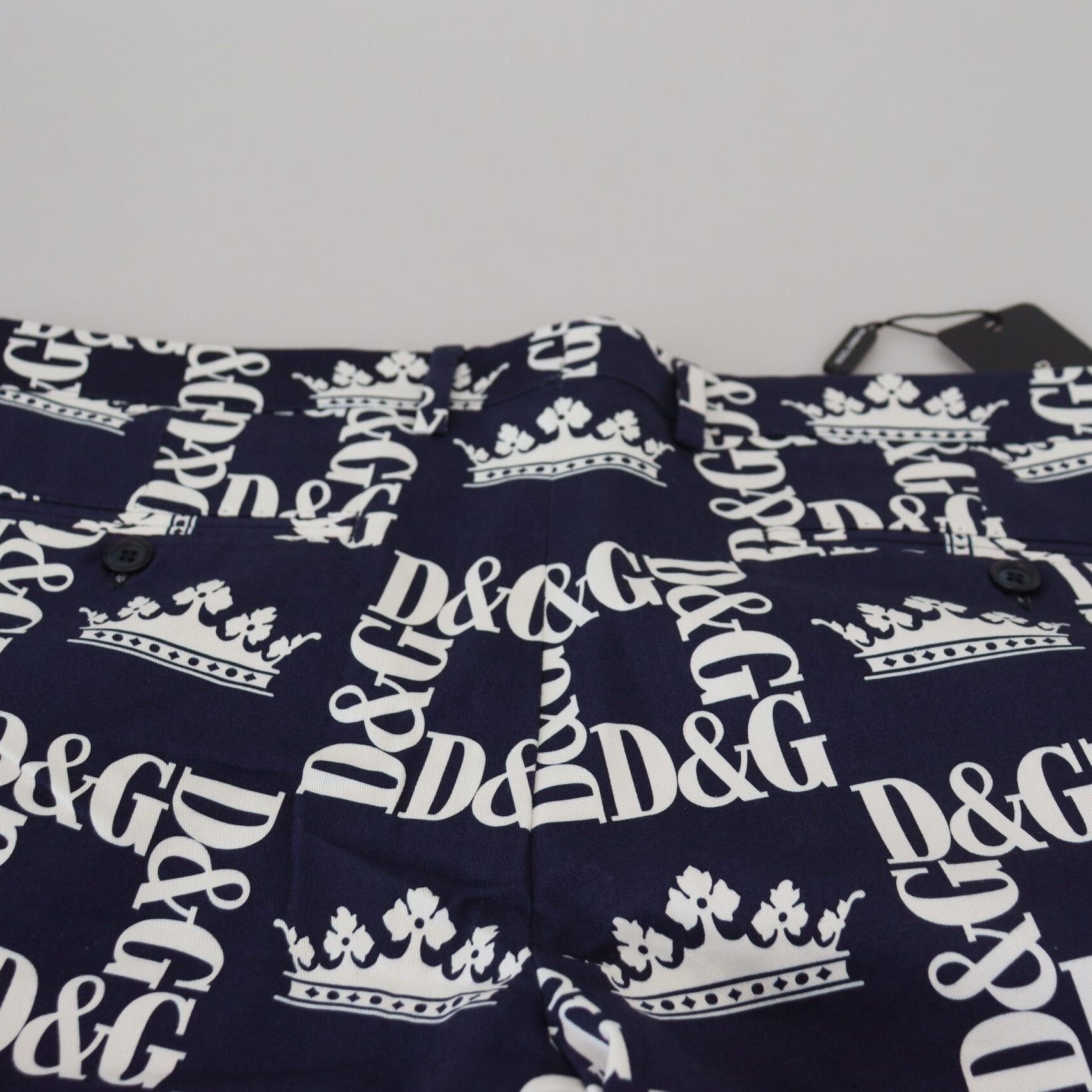 Dolce & Gabbana Blue Logo Print Cotton Chinos Shorts
