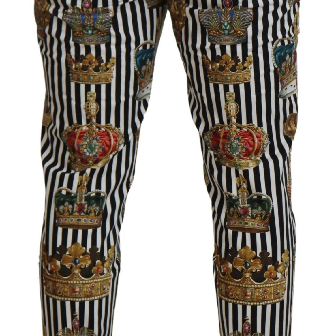 Dolce & Gabbana White Cotton Stretch Crown Trouser Pants