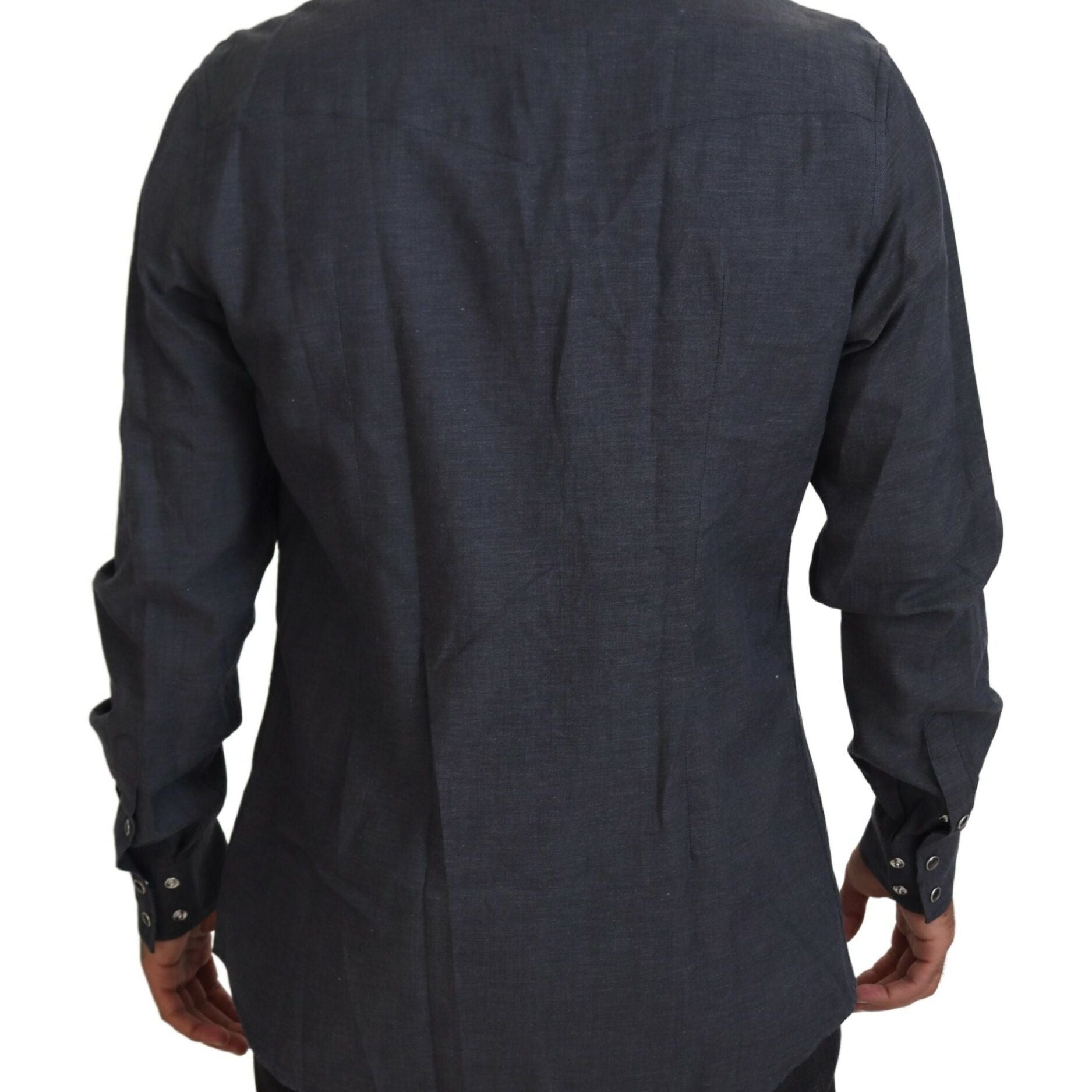 Dolce & Gabbana Blue Cotton Denim Crystal Bee Shirt