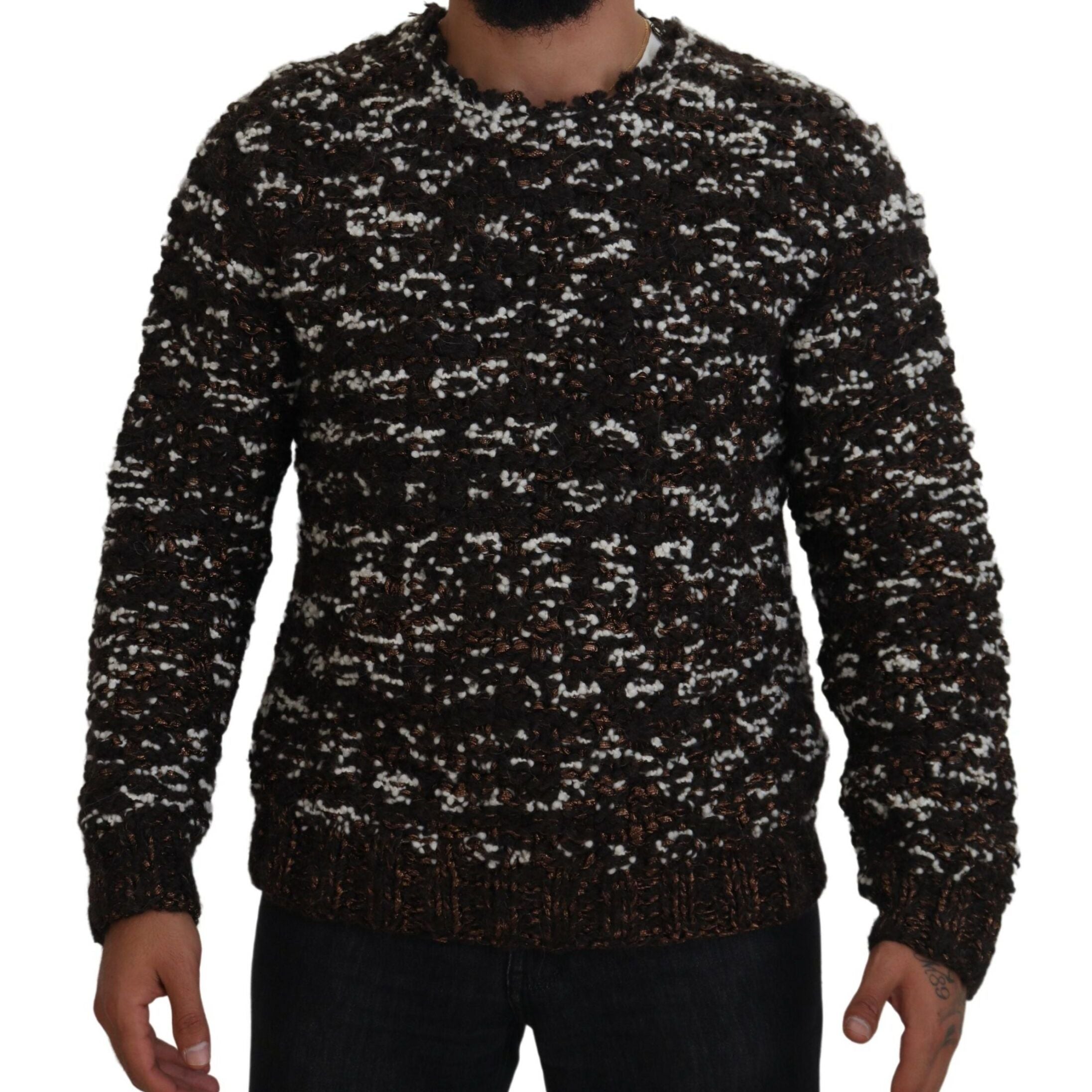 Dolce & Gabbana Brown Knitted Wool Fatto A Mano Sweater