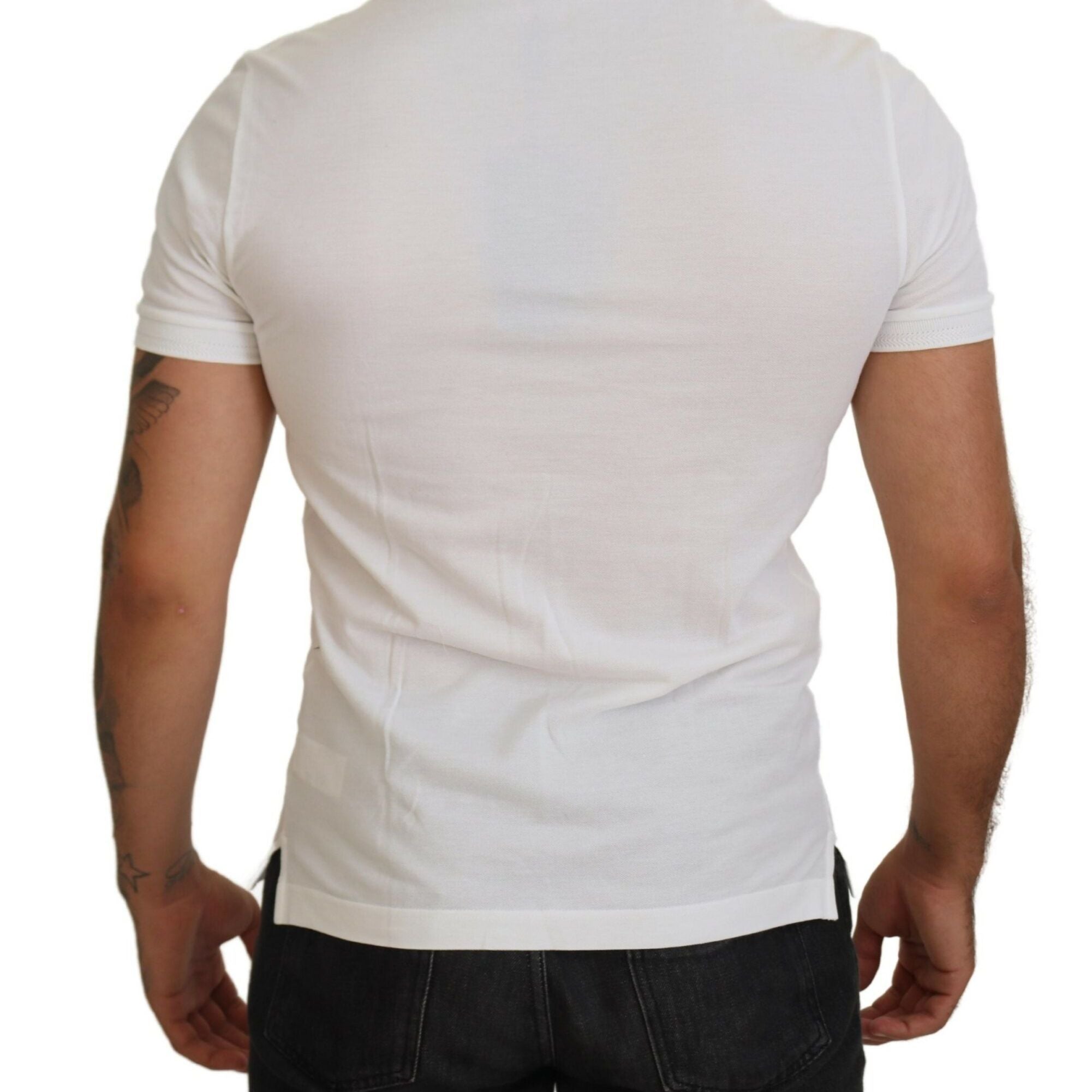 Dolce & Gabbana White Cotton Logo Short Sleeve Polo T-shirt