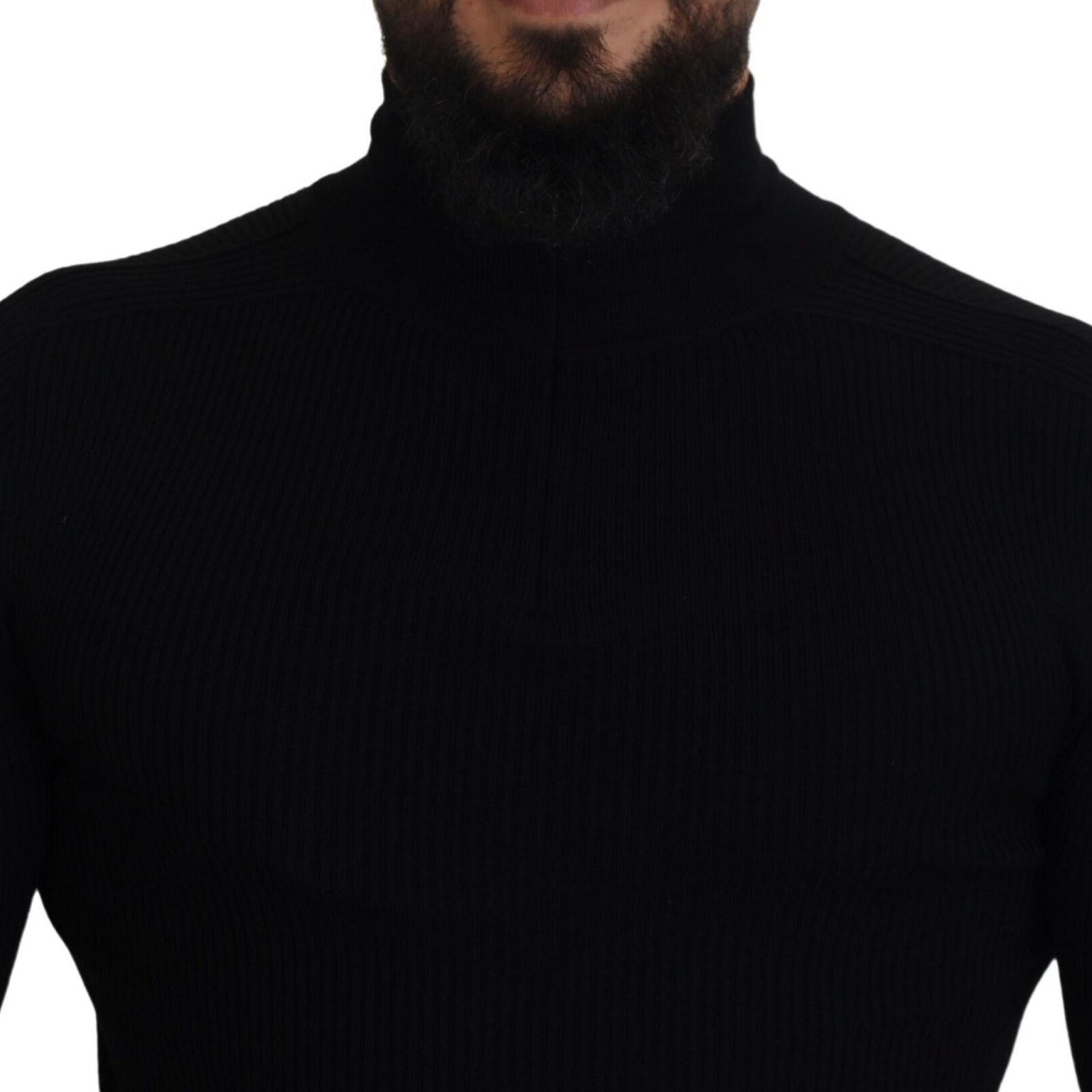 Dolce & Gabbana Black Half Zip Turtleneck Pullover Sweater