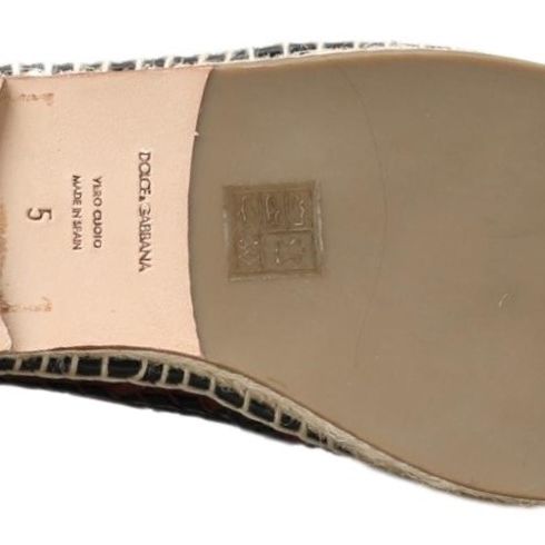 Dolce & Gabbana Black Bordeaux Buffalo Leather Espadrille Shoes