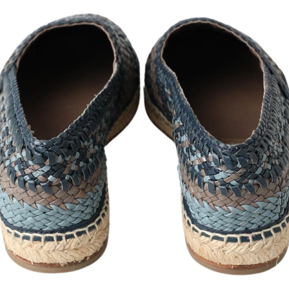 Dolce & Gabbana Blue Gray Leather Buffalo Espadrille Shoes