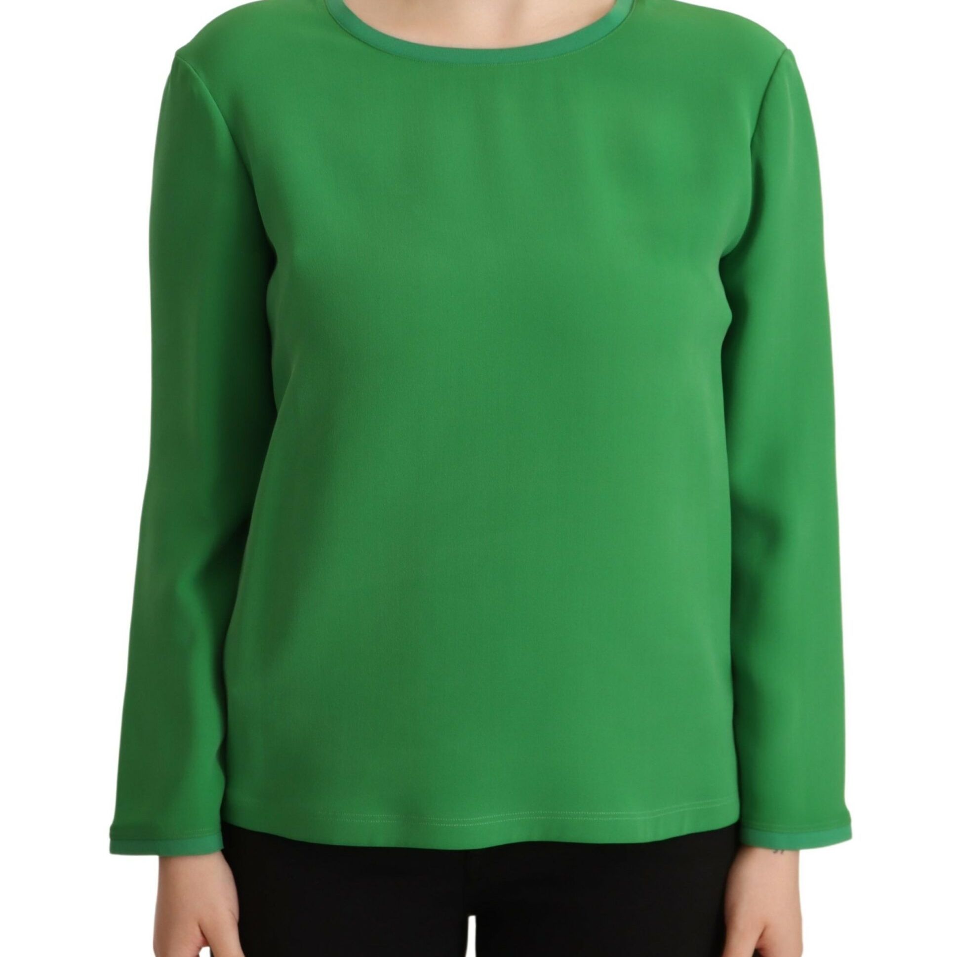 Armani Green Silk Long Sleeves Round Neck Sweater