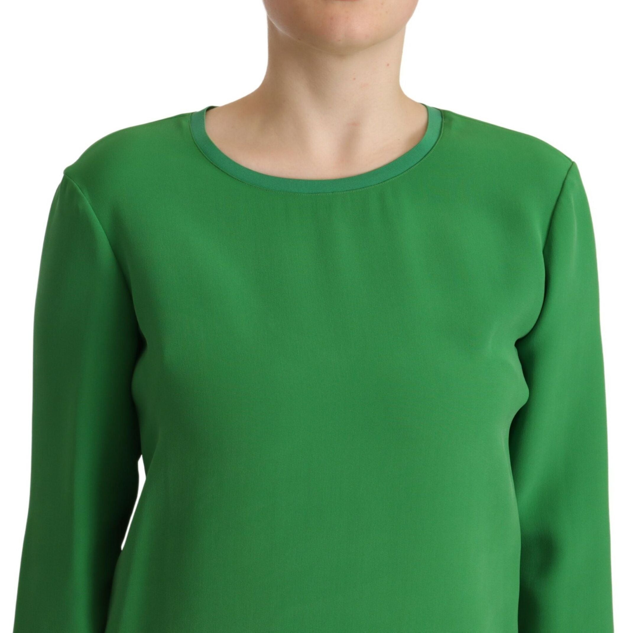 Armani Green Silk Long Sleeves Round Neck Sweater