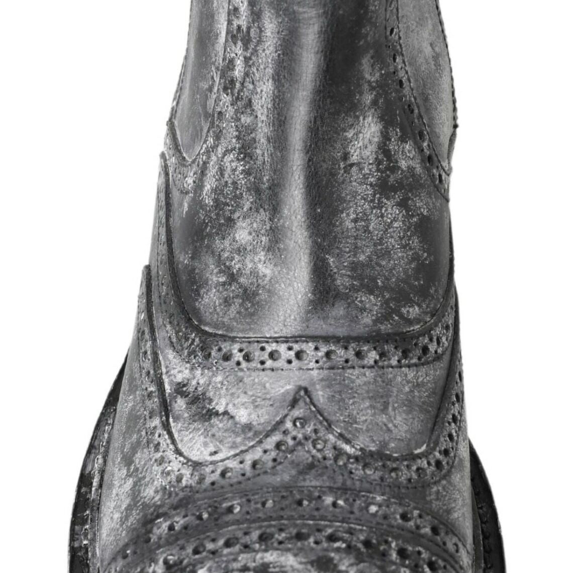 Dolce & Gabbana Black Gray Leather Ankle Boots