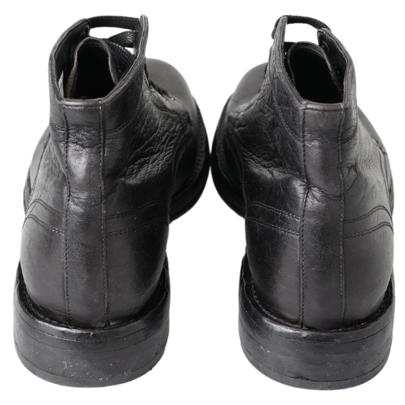Dolce & Gabbana Black Horse Leather Perugino Boots