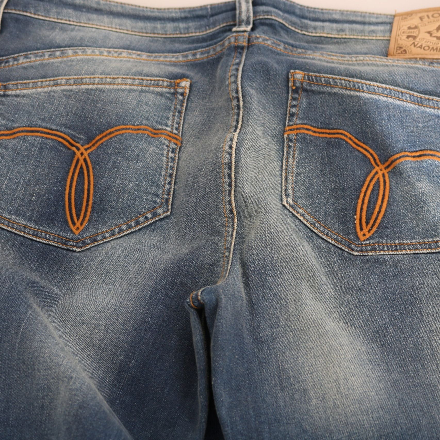 Fiorucci Blue Washed Mid Waist Slim Fit Denim Jeans