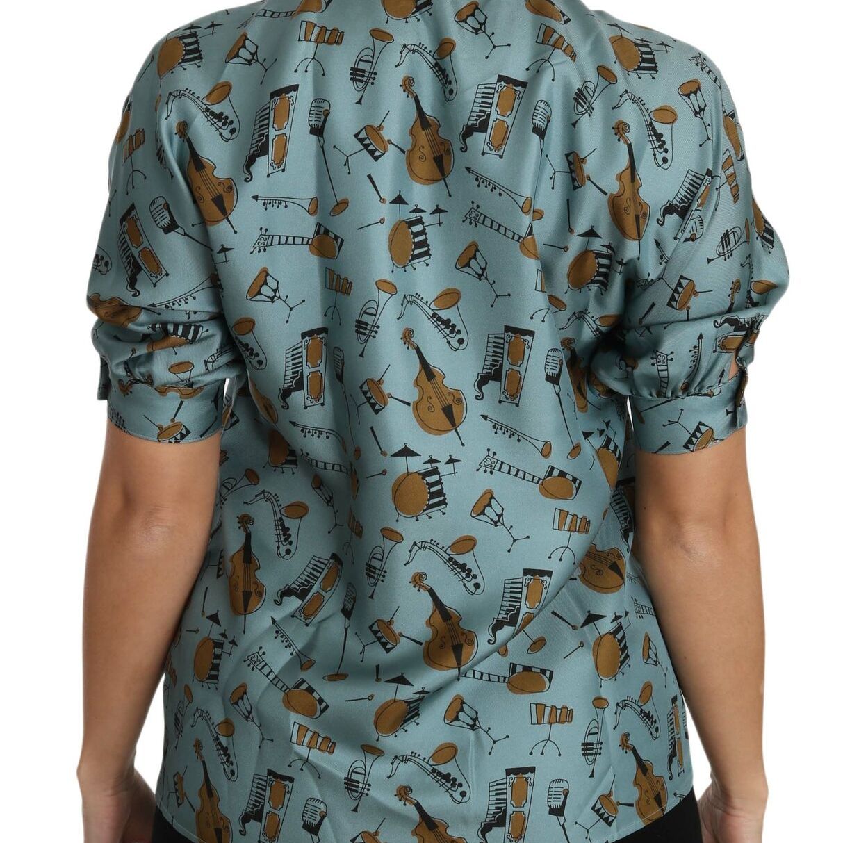 Dolce & Gabbana Multicolor Musical Instruments Silk Short sleeve Shirt