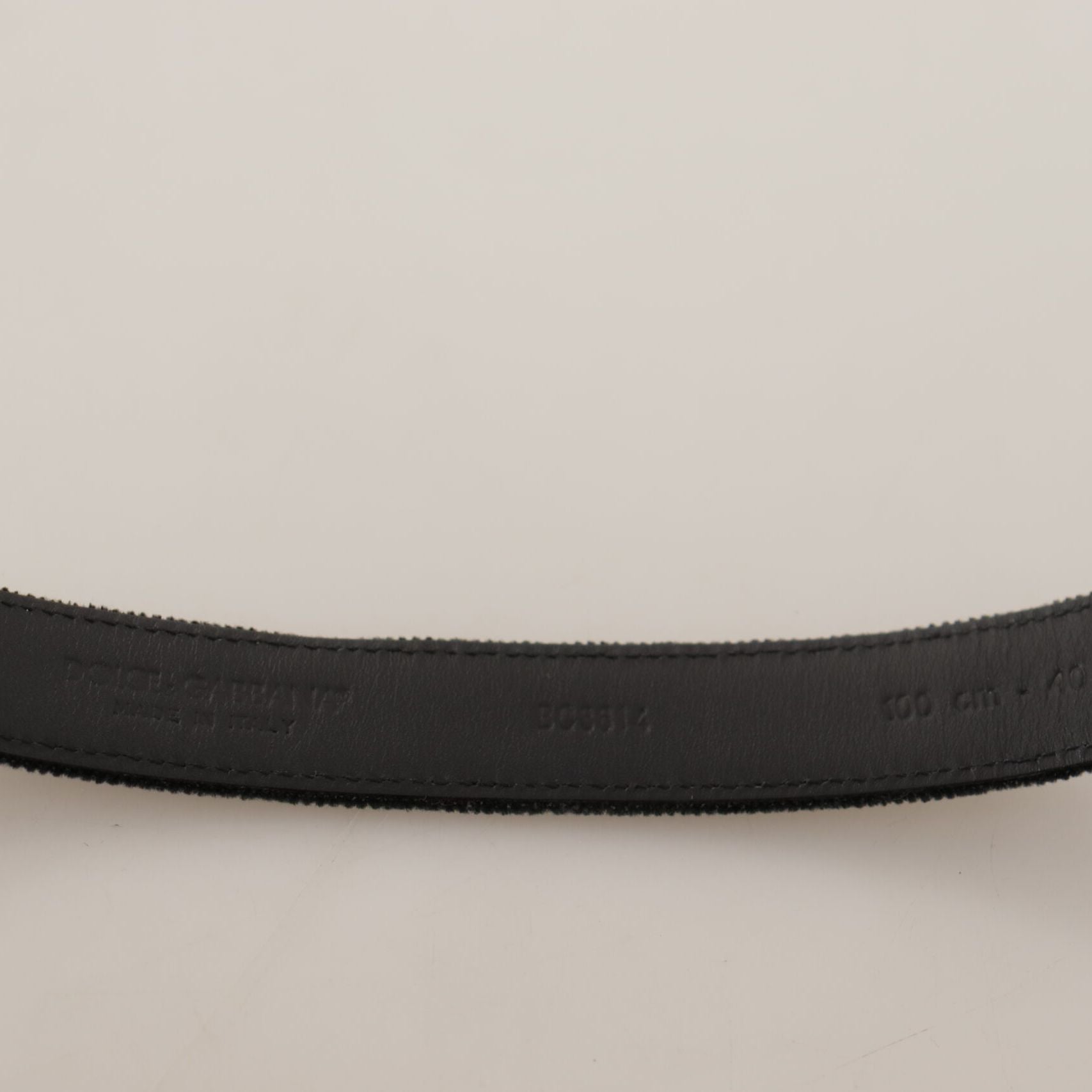 Dolce & Gabbana Black Casual Velvet Silver Metal Logo Buckle Belt