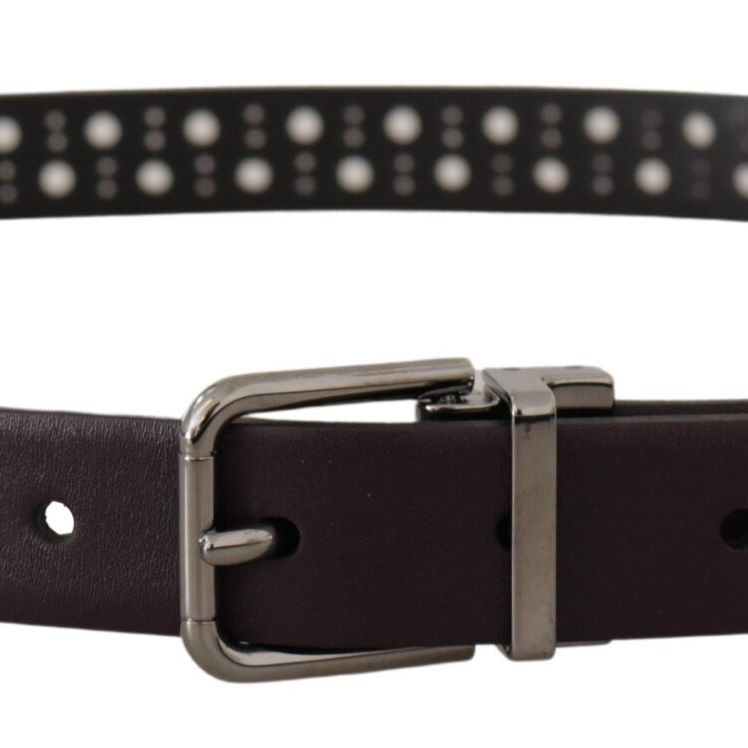 Dolce & Gabbana Dark Purple Perforated Leather Metal Buckle Belt