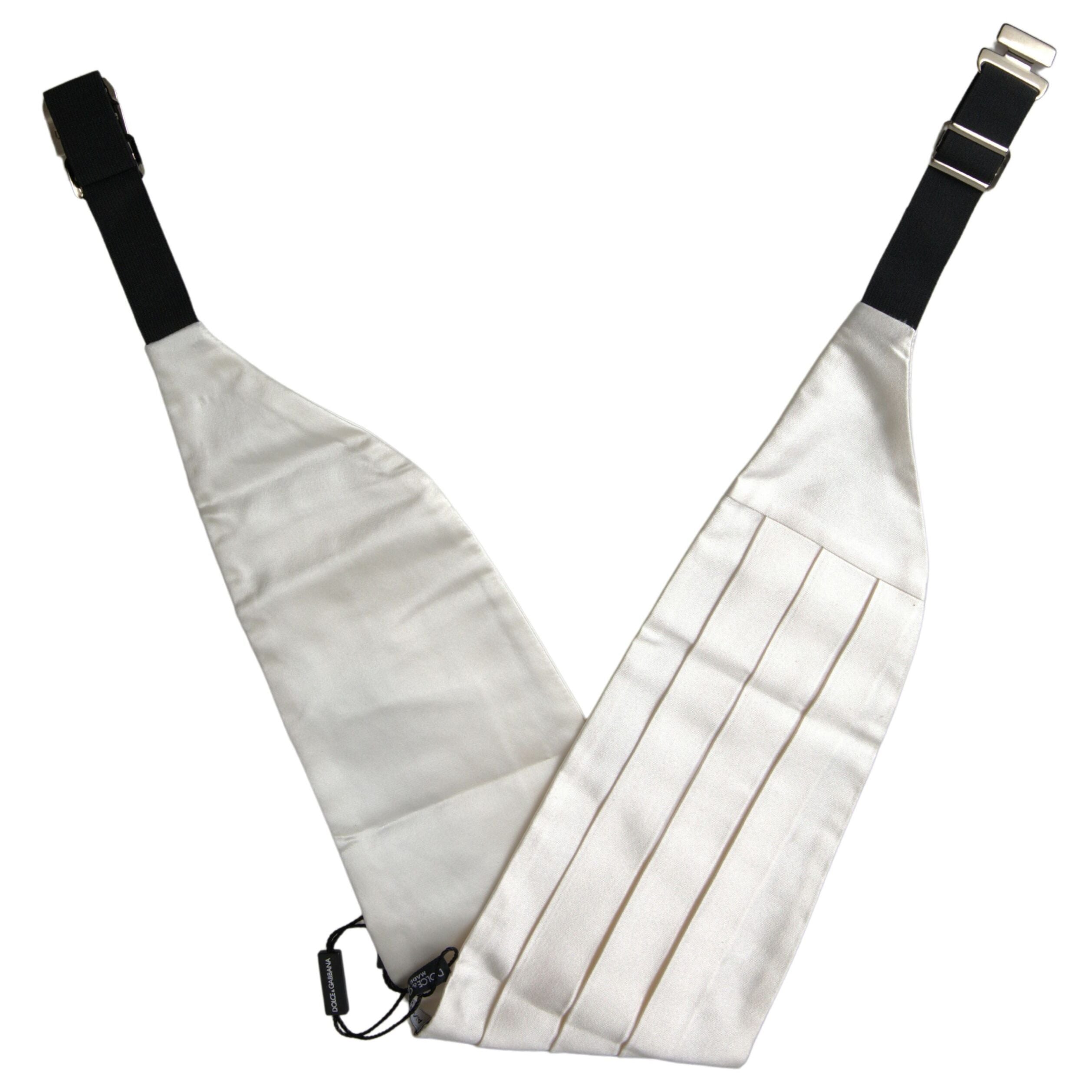 Dolce & Gabbana White Men Wide Waist Silk Belt Cummerbund