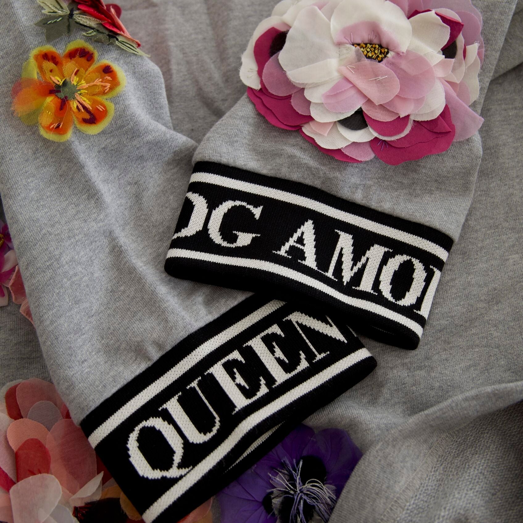 Dolce & Gabbana Gray DG Amore Queen Floral Pullover Sweater