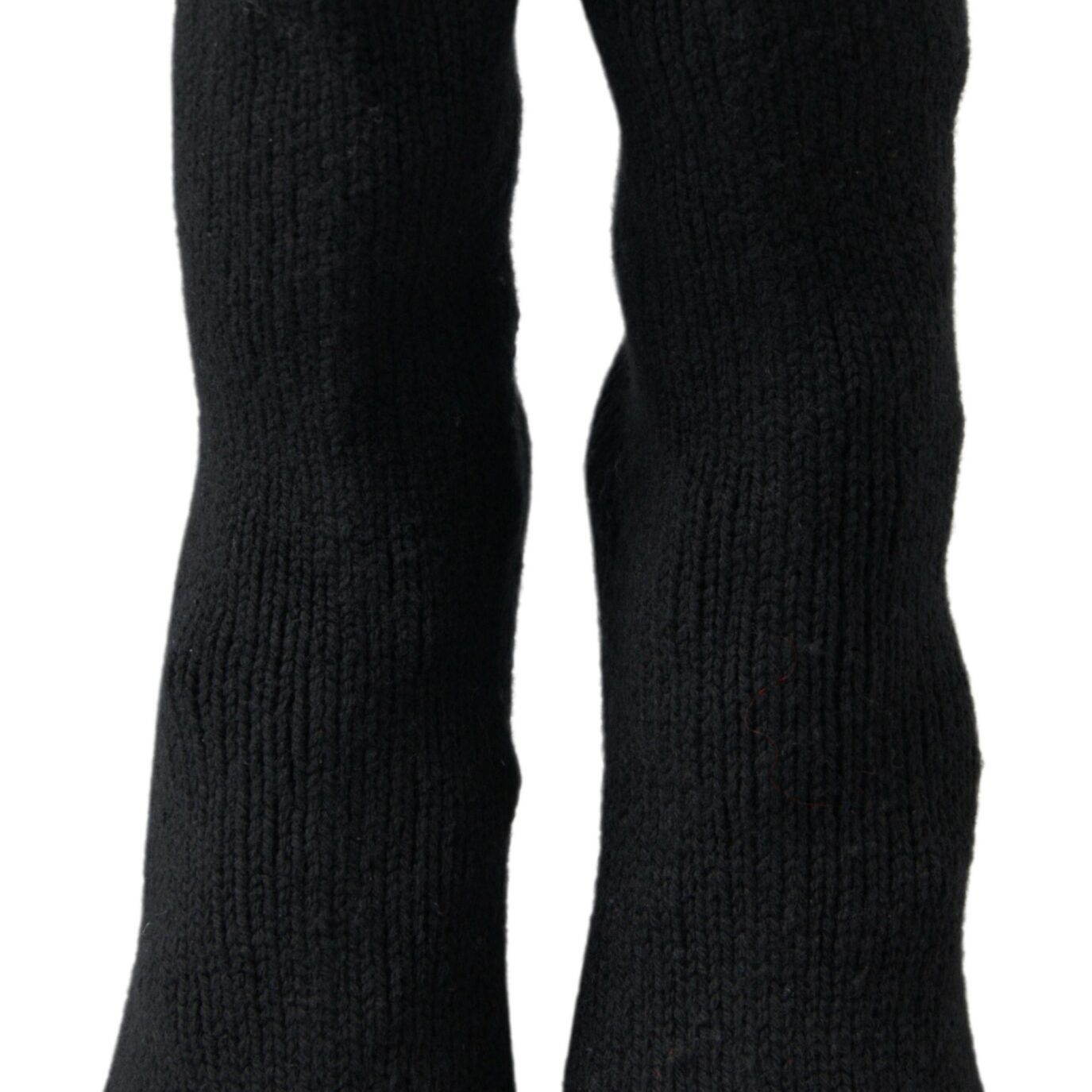 Dolce & Gabbana Black Stiletto Heel Mid Calf Women Boot Shoes