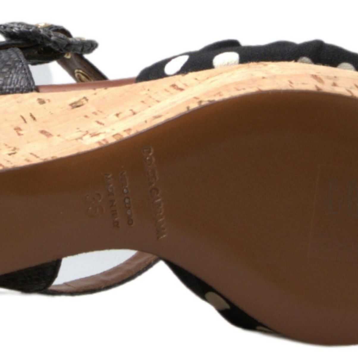 Dolce & Gabbana Black  Wedges Polka Dotted Ankle Strap Shoes Sandals