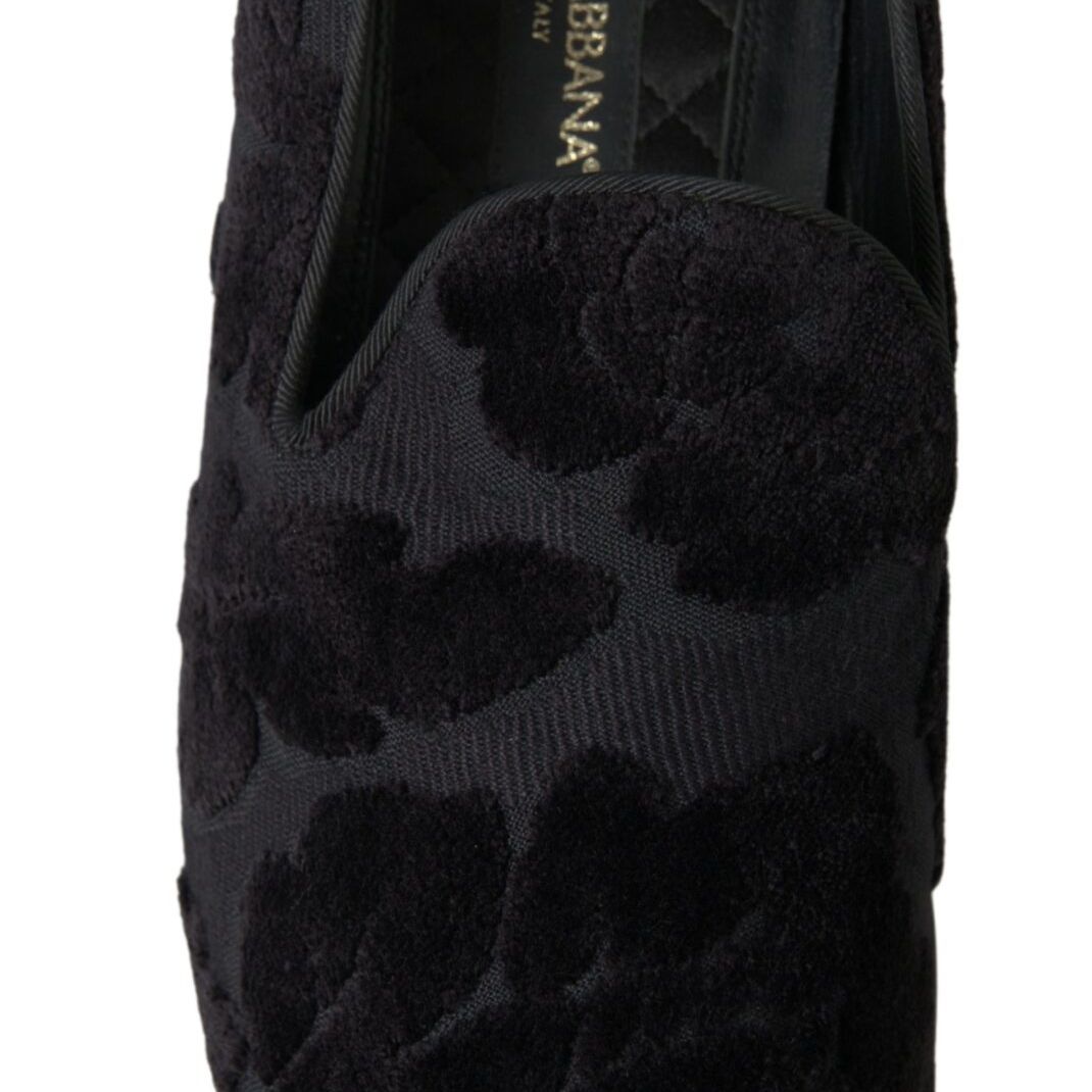 Dolce & Gabbana Black Brocade Loafers Formal Shoes