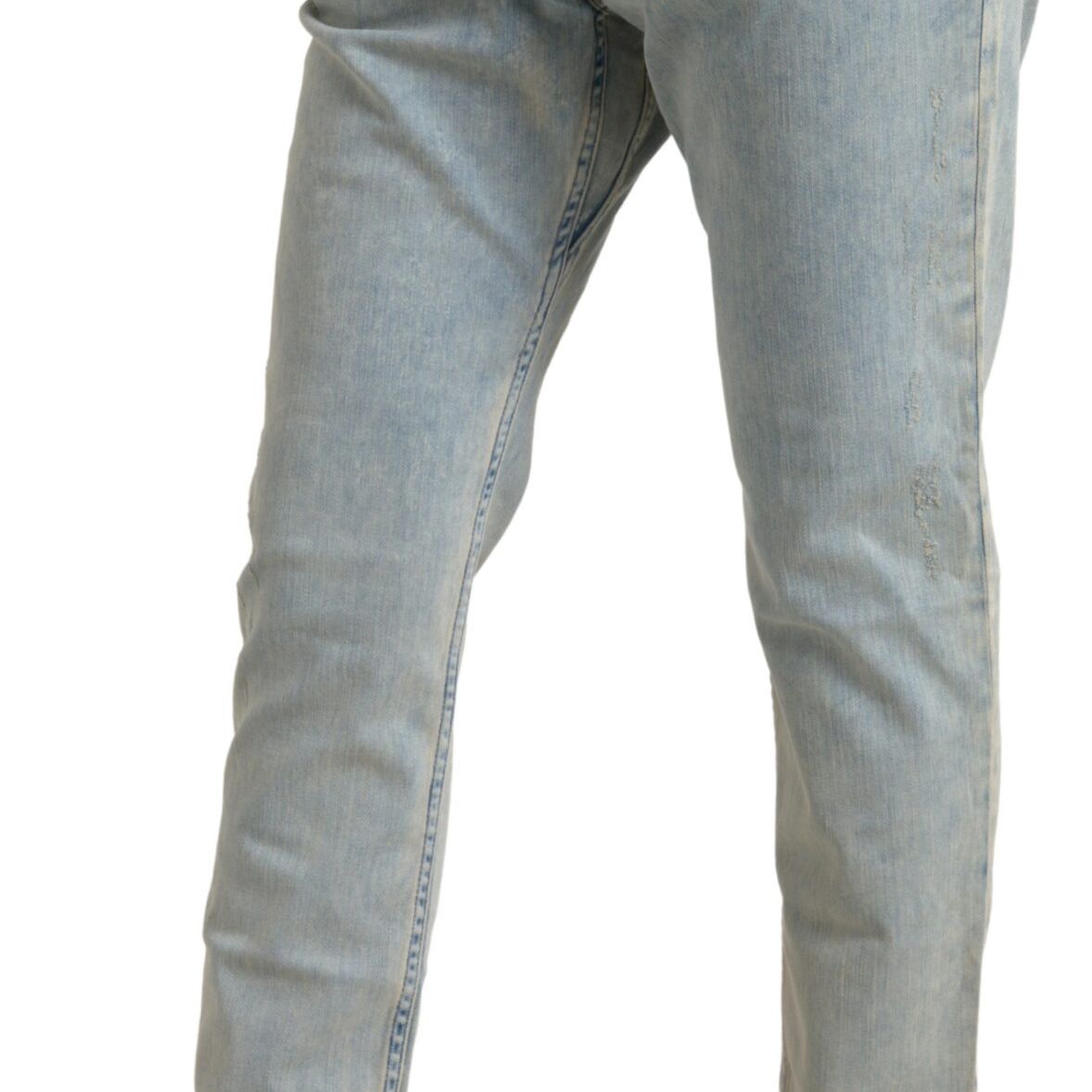 Dolce & Gabbana Blue Washed Cotton Mid Waist Skinny Jeans