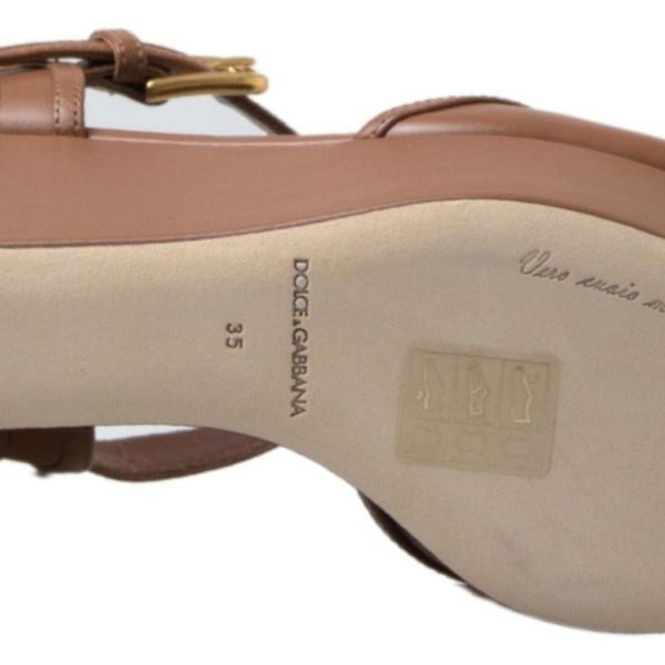 Dolce & Gabbana Brown Leather AMORE Wedges Sandals Shoes