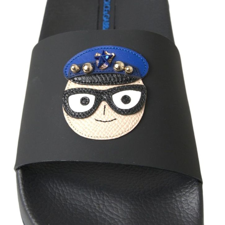 Dolce & Gabbana Black Slides Sandals Beach Saint Barth Shoes