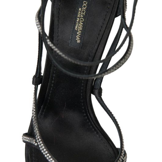 Dolce & Gabbana Rhinestone Stiletto Sandal Satin Shoes