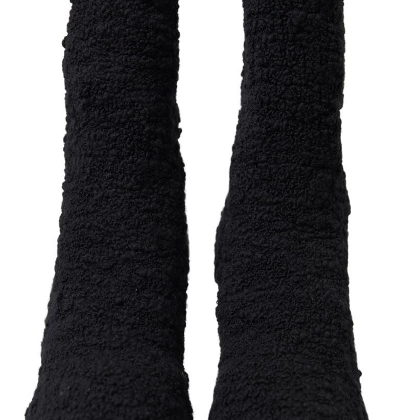 Dolce & Gabbana Black Stiletto Heels Mid Calf Boots