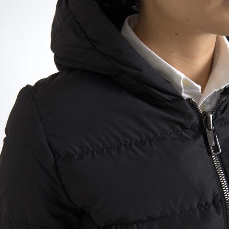 Dolce & Gabbana Black Polyester Hooded Reversible Jacket