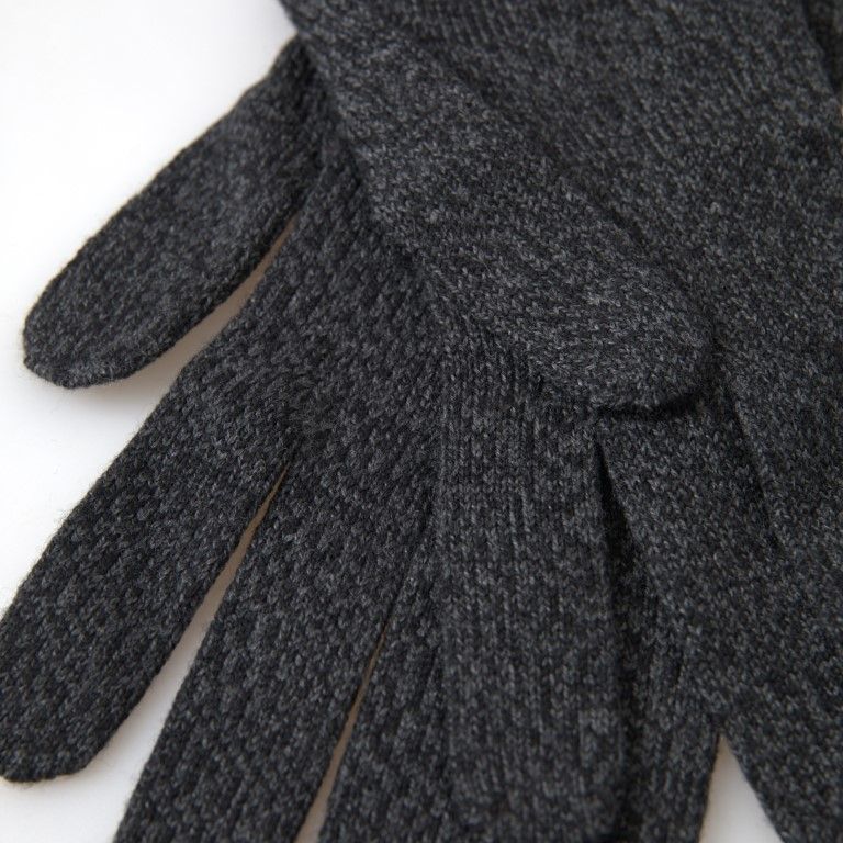 Dolce & Gabbana Gray Virgin Wool Knit Hands Mitten Men Gloves